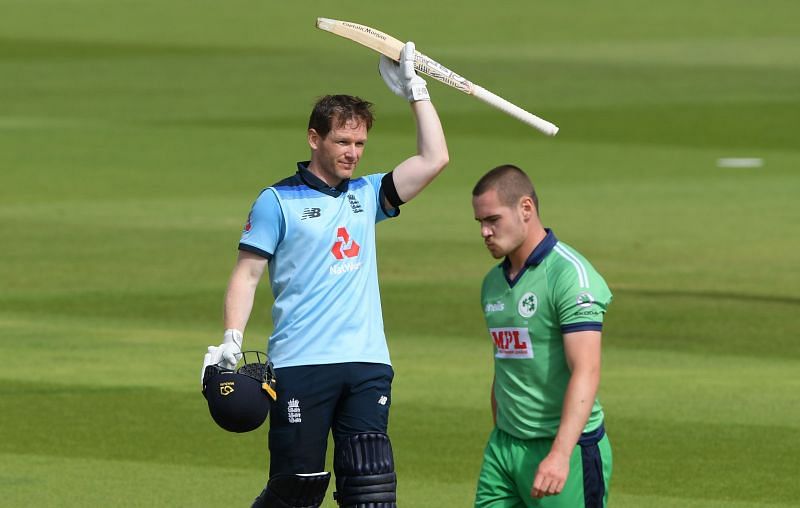 Eoin Morgan after scoring a century against his former team, Ireland