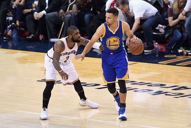 Kyrie Irving and Stephen Curry in the 2016 NBA Finals.