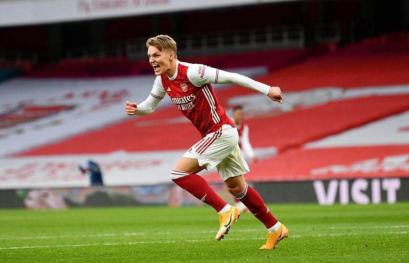 Martin Odegaard scored his second goal for Arsenal and his first in the Premier League.