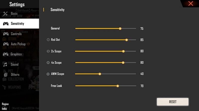 best sensitivity for free fire pc gameloop
