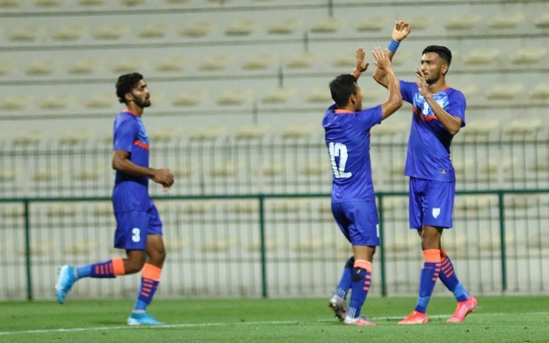 Manvir Singh scored in the 55th minute to restore parity against Oman. (Image: AIFF)