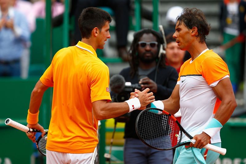 Novak Djokovic and Rafael Nadal at the Monte Carlo Masters in 2015