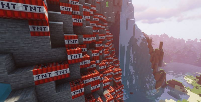 A mountain about to be obliterated (Image via Minecraft)