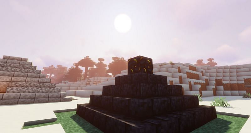 Shown: A Blackstone monument, aligning with the stars (Image via Minecraft)