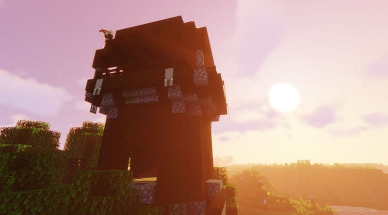 Shown: A Pillager defending his tower from above (Image via Minecraft)