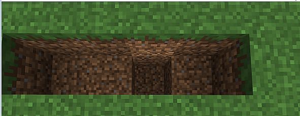 Players must dig a similar trench to build a cobblestone generator