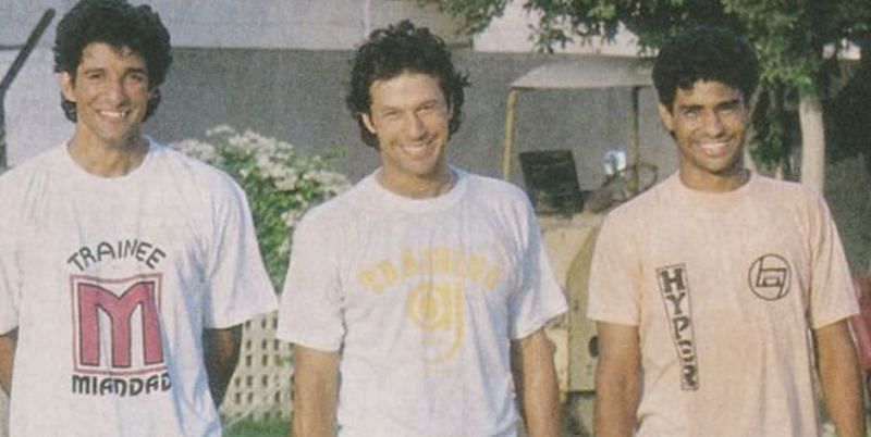 From left: Wasim Akram, Imran Khan and Waqar Younis (Photo: Dawan)