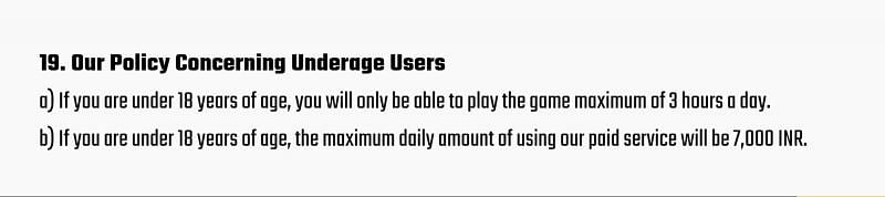 The policy of the game (Image via Battlegrounds Mobile India)
