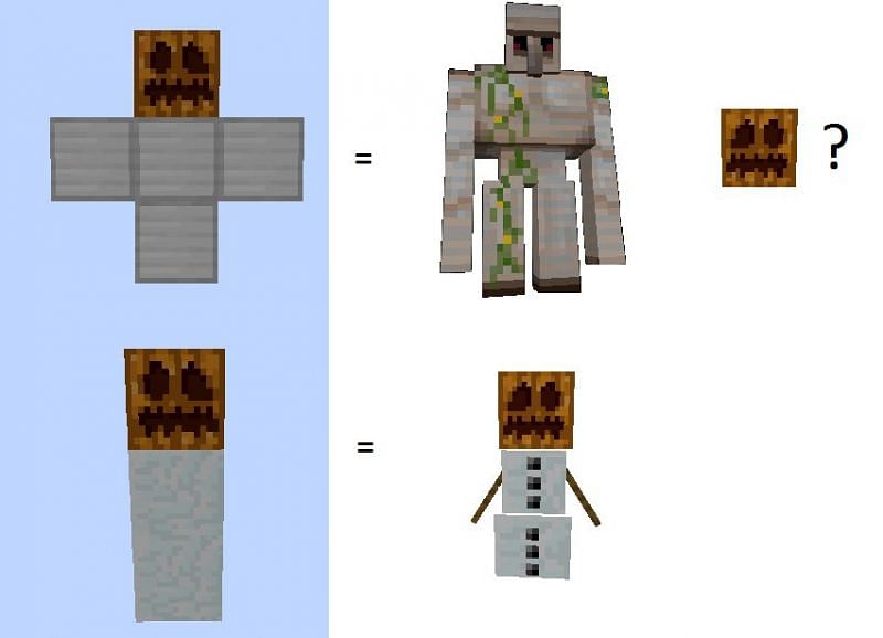 Pumpkins are used to craft both types of golems in Minecraft