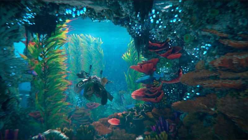 Aloy swimming underwater (Image via Sony)