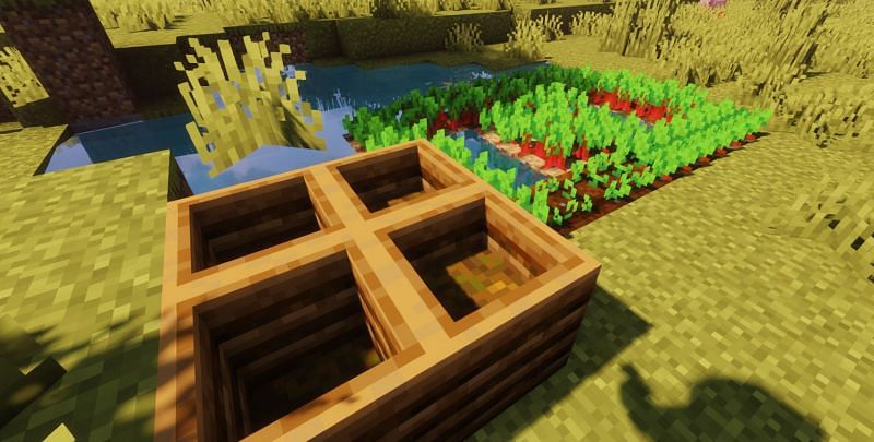 A few Compost Bins next to a Beetroot farm (Image via Minecraft)