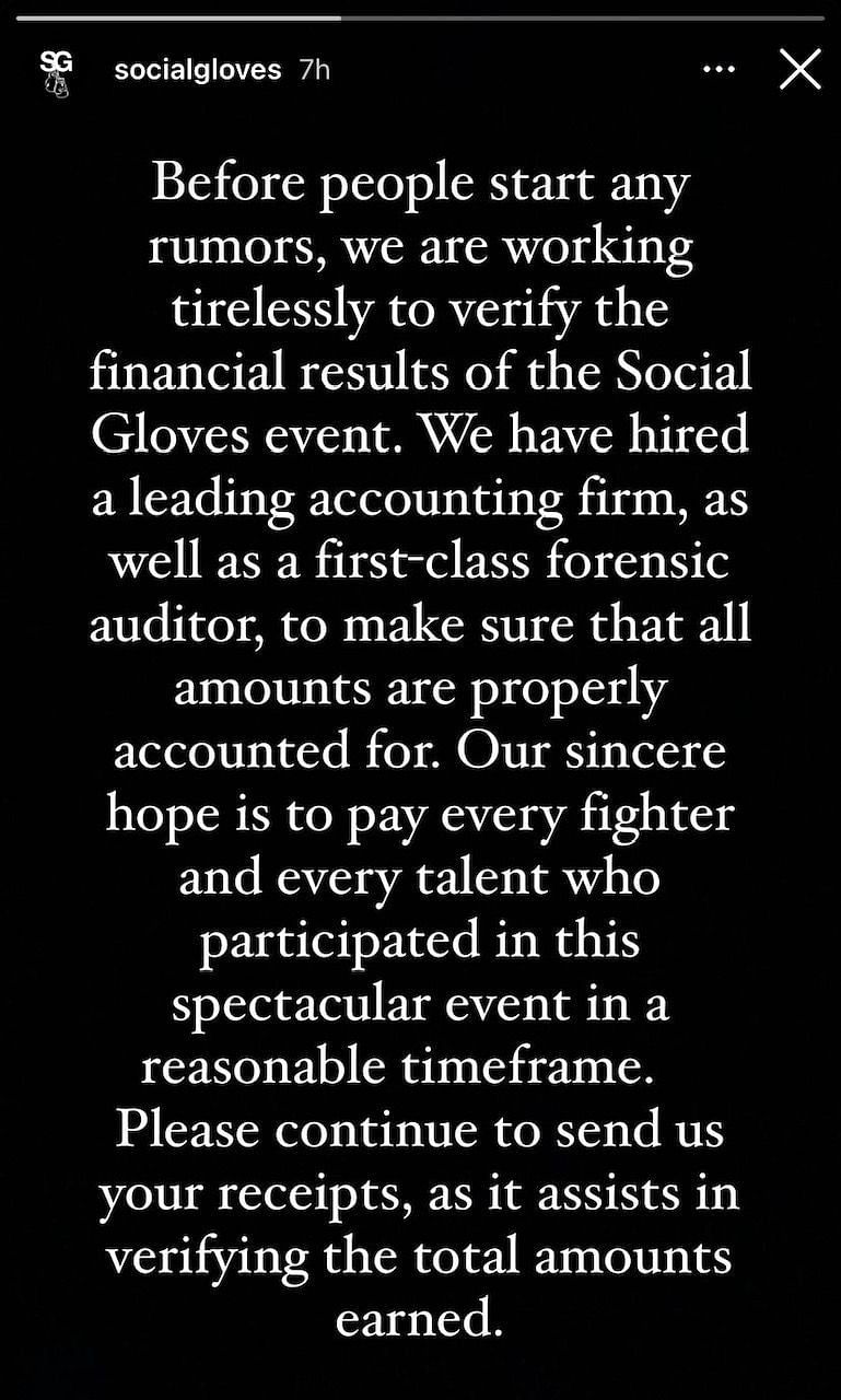 Social Gloves responds to backlash surrounding payment from &quot;YouTubers Vs TikTokers&quot; event (Image via Instagram)