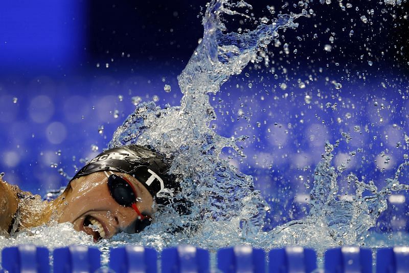 Katie Ledecky in action at 2021 U.S. Olympic Trials