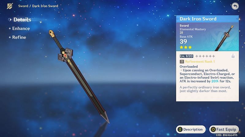 Dark Iron Sword (image via Genshin Impact)