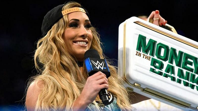 Carmella with her first Money In The Bank briefcase
