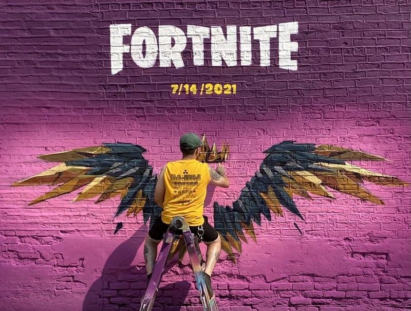 A wall wart spotted in Chicago by artist Killabunzz that might hint at an upcoming Fortnite event (Image via Twitter)