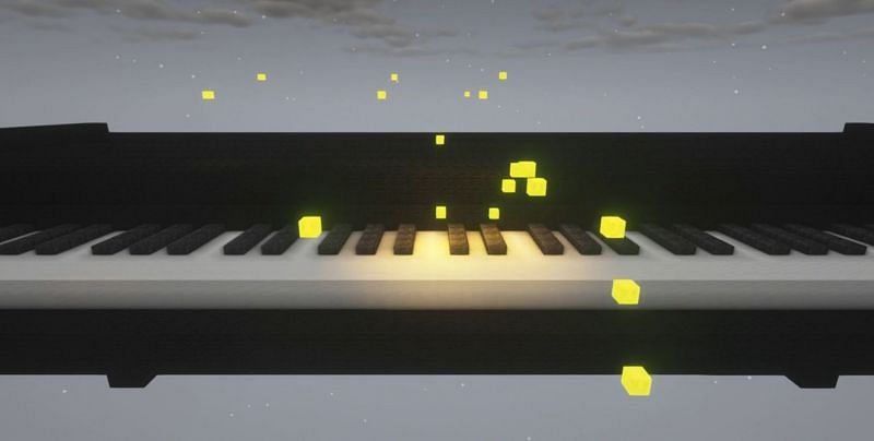 A view of the piano being played by mystical green cubes (Image via u/KevinJNguy01 on Reddit)