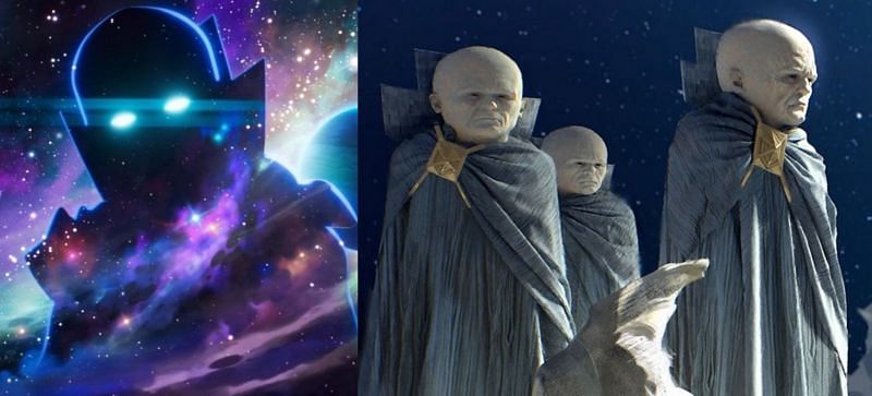 &quot;The Watcher&quot; in &quot;What If...?&quot; trailer, and &quot;Watchers&quot; in &quot;Guardians of the Galaxy Vol 2.&quot; (Image via Marvel Studios)