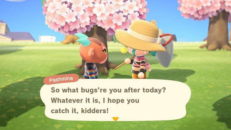 Pashmina interacting with a villager in Animal Crossing: New Horizons (Image via iMore)