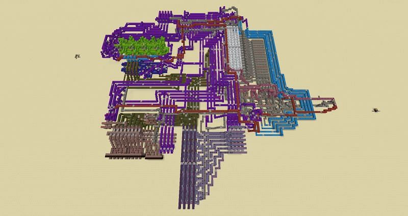 An incredibly impressive 4-bit redstone computer (Image via u/KorallTheCoral on Reddit)