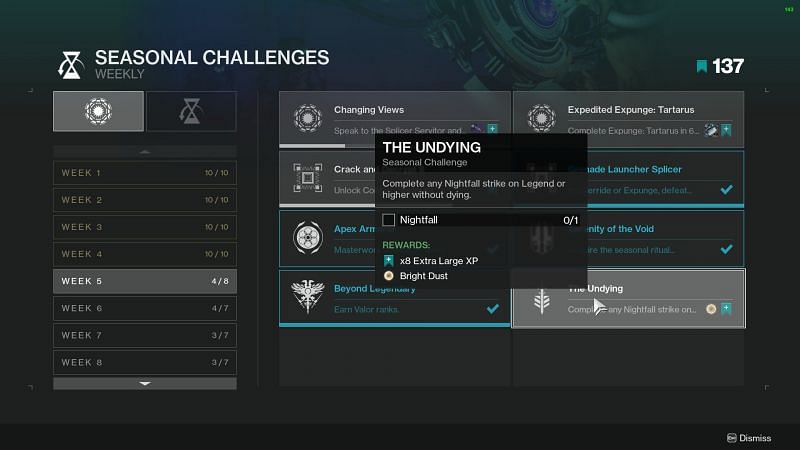 Destiny 2 seasonal challenges (Image via Destiny 2 the game)