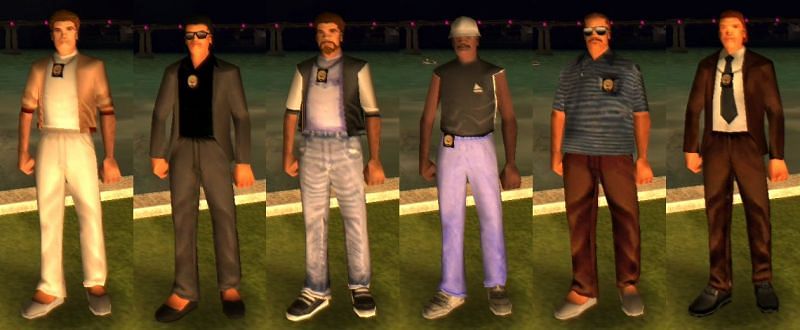 The six Vice Squad members (Image via GTA Wiki)