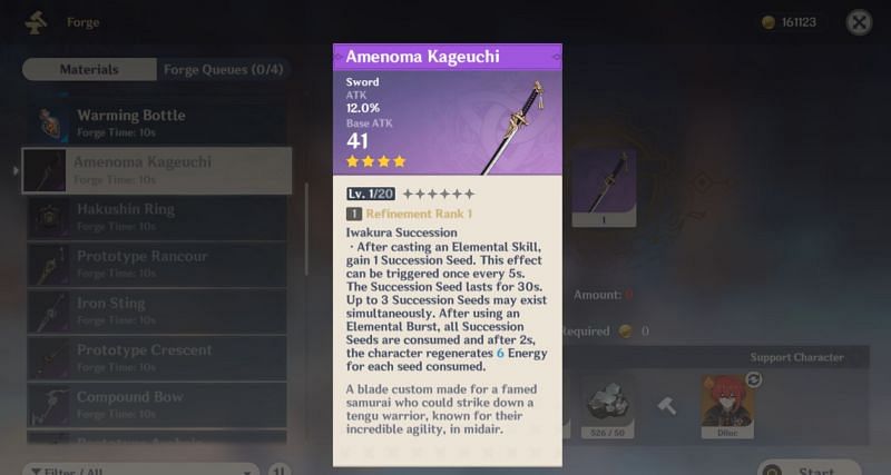 Amenoma Kageuchi In Genshin Impact How To Get Stats And Suitable