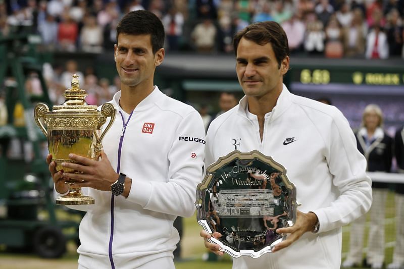 Novak Djokovic (left) beat Roger Federer in a second straight Wimbledon final in 2015.