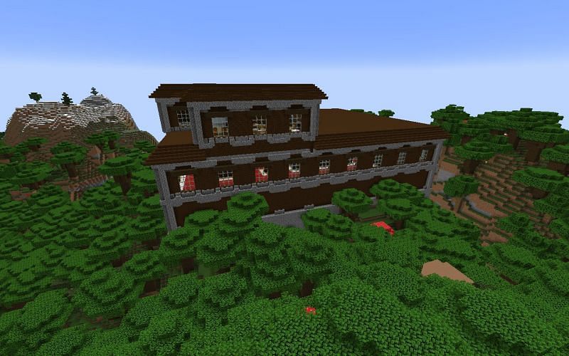 Players can spend lots of time just wandering through woodland mansions observing the interesting design (Image via Minecraft)