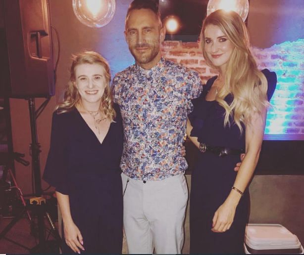 Faf du Plessis with his wife and his sister