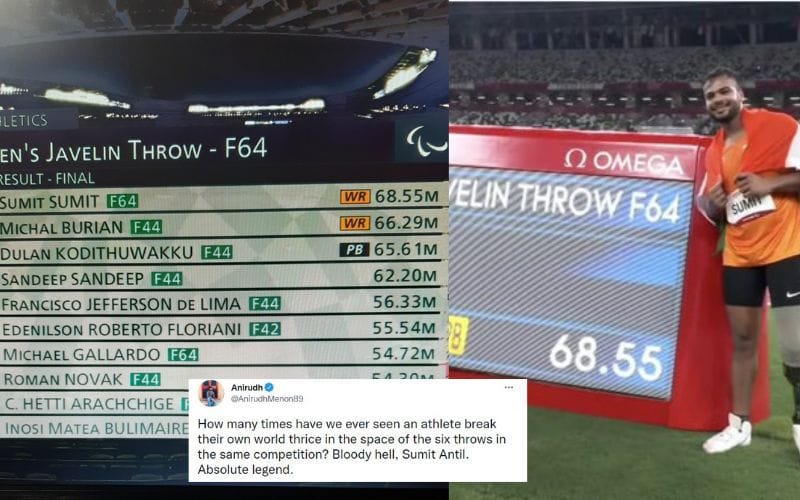 "WR, WR, WR, WR" Twitter in awe as Sumit Antil breaks Javelin World record three times to win