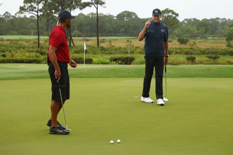 Tom Brady (right) and Tiger Woods - The Match: Champions for Charity