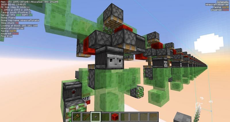Flying machines in Minecraft are basically multiple blocks held together by slime blocks (Image via planetminecraft)