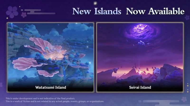 The two new islands (Image via Genshin Impact)