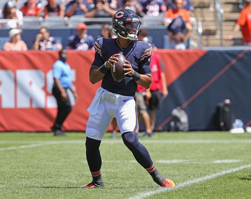 Justin Fields in his NFL debut for the Chicago Bears