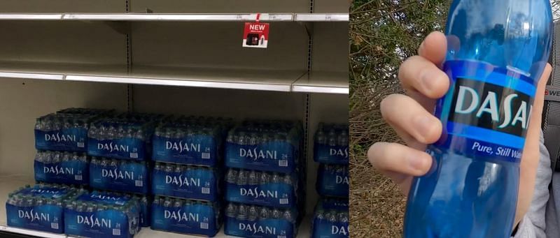 Dasani bottles remained unsold even during hurricane emergency (Image via bethanyperanio_/Twitter, and TomScott/YouTube)