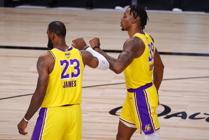 LeBron James and Dwight Howard of the LA Lakers in the 2020 NBA Finals