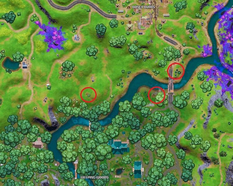 All Marigold message dead drop locations in Fortnite Season 7 (Image via Fortnite.GG)