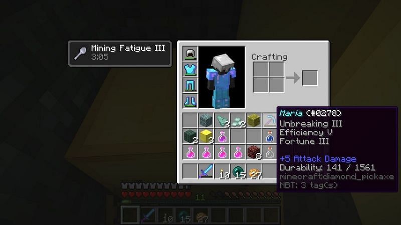Mining Fatigue is a negative effect that reduces attack and mining speed (Image via Mojang)