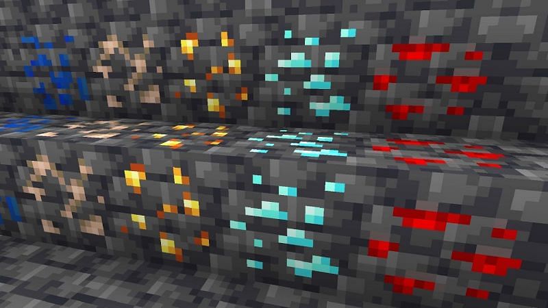 Minecraft&#039;s Caves &amp; Cliffs update introduced new ore types like Copper and also updated existing ore textures (Image via Mojang)