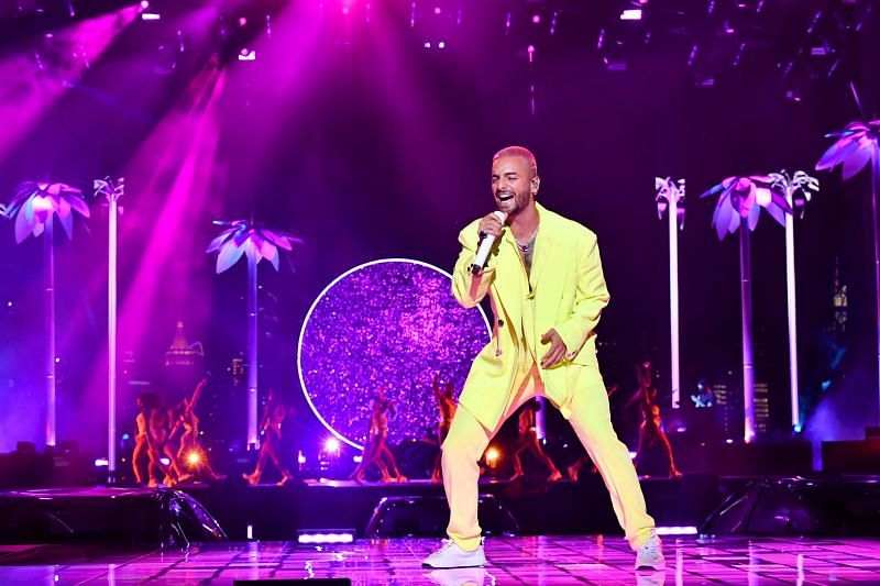 Maluma performing at MTV Video Music Awards 2020. (Image via Getty Images)