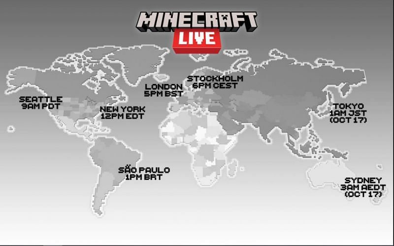 Minecraft Live 2021 timings (Image via Mojang)