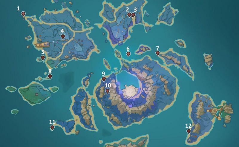 Genshin Impact: All Time Trial Challenge locations in Seirai Island