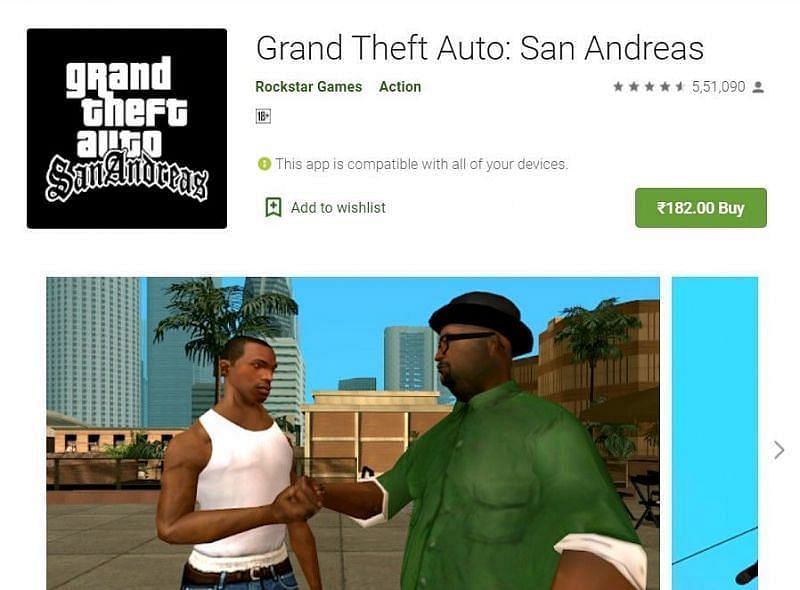 गूगल प्ले स्टोर पर GTA San Andreas (Image credit: google play store) 