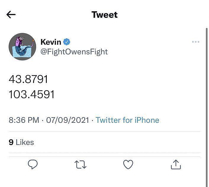 केविन ओवेंस का ट्वीट
