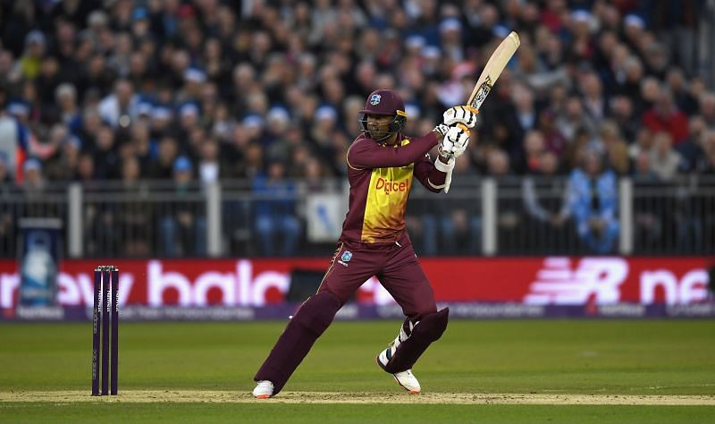 Marlon Samuels in action for the West Indies