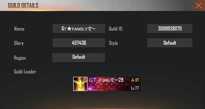 His Guild ID is 3008938070 (Image via: Free FIre)