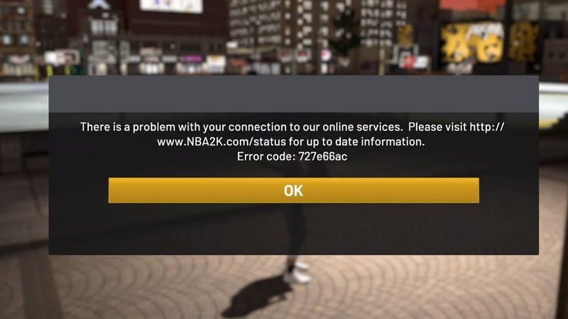 Error Code 727e66ac as seen in NBA 2K20 [Source: CDA Gaming]