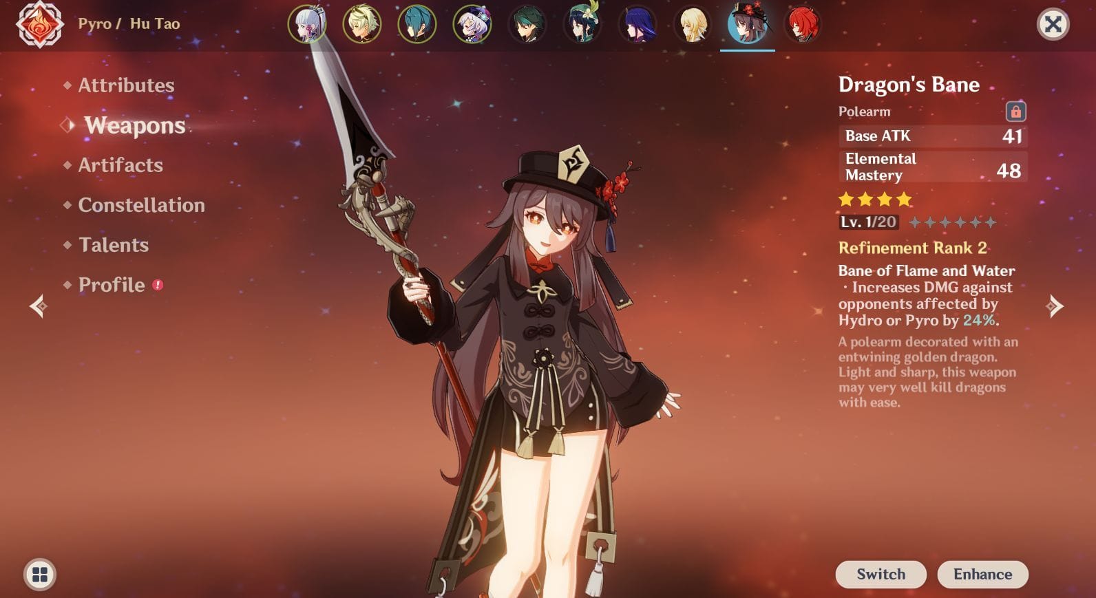 Best Hu Tao DPS builds in Genshin Impact 4star and 5star weapon