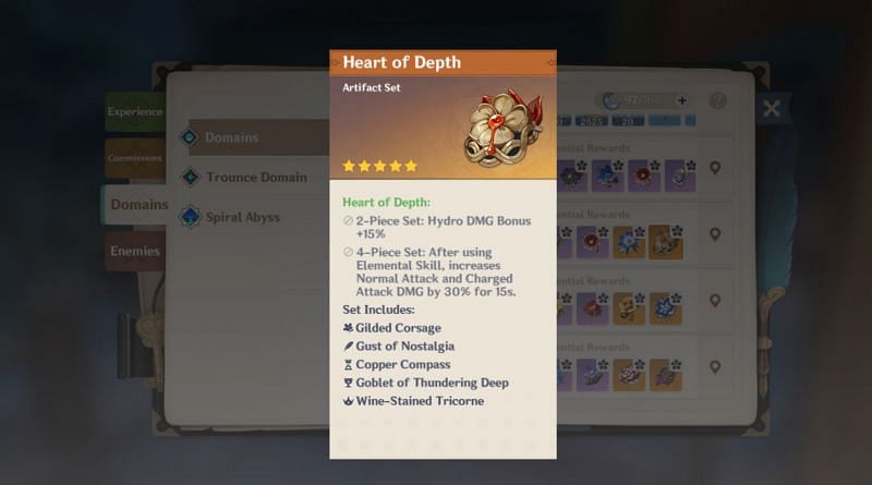 Heart of Depth artifact set (Image via Genshin Impact)